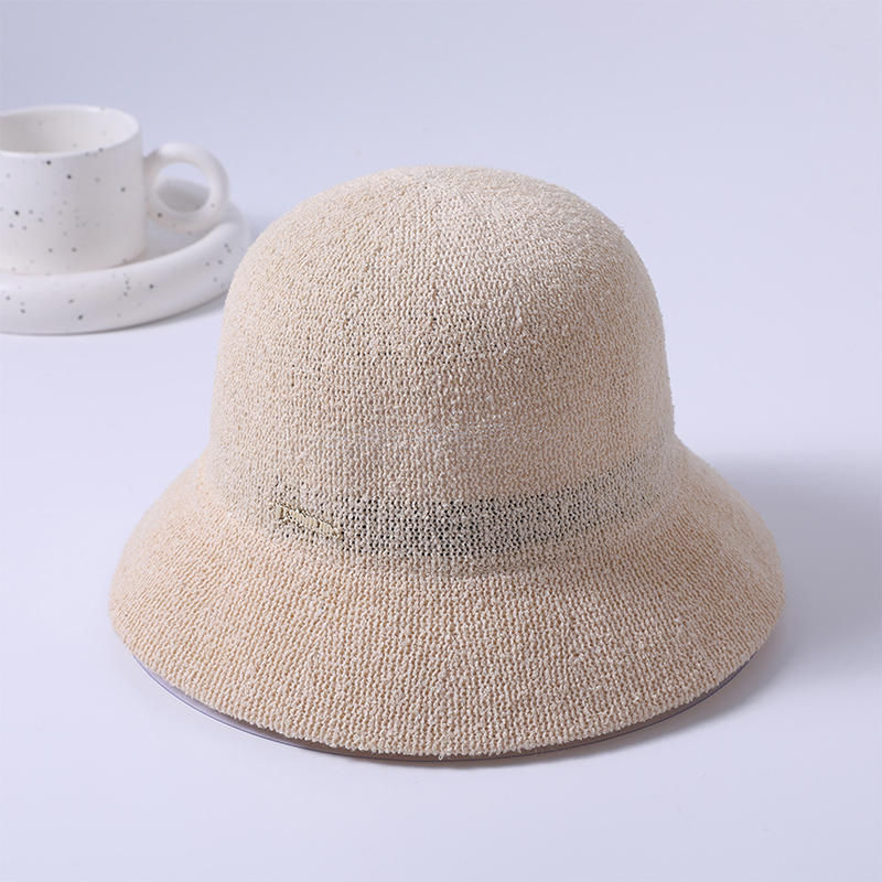 Sombrero de punto primavera y verano nuevo juego de ocio sombrero de playa tejido versión coreana femenina del sombrero de pescador sombrilla al aire libre sombrero protector solar
