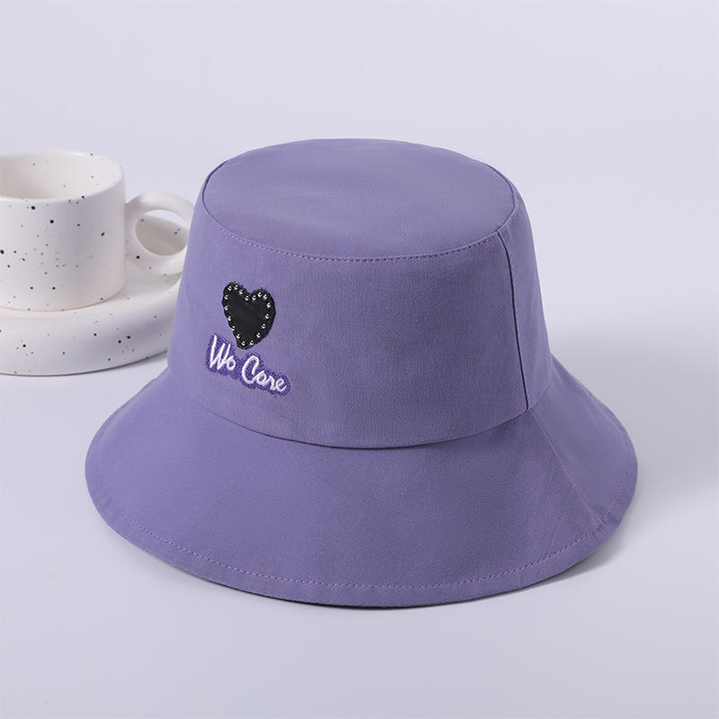 Primavera azul y verano, nuevo juego de ocio, versión coreana femenina del pescador, sombrero con patrón en forma de corazón, sombrilla para exteriores, sombrero protector solar.