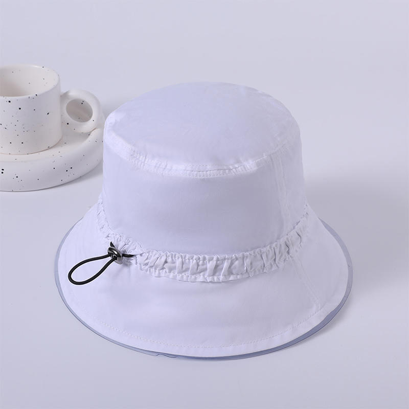 Sombrero de tela blanca primavera y verano nuevo sombrero de playa tejido sombrero de pescador coreano para mujer sombrero de protección solar parasol al aire libre
