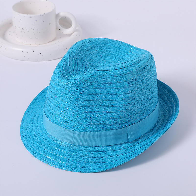 Sombrero de cinta a rayas de estilo europeo y americano para damas de tejido de hierba de monofilamento