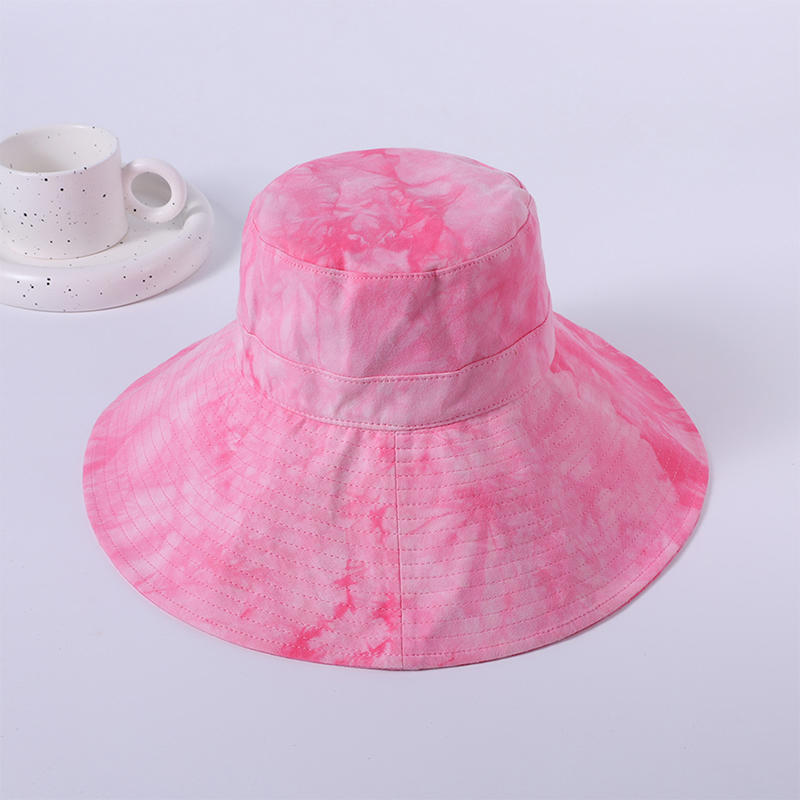 Sombrero de tela teñido anudado rosa primavera y verano nuevo juego de ocio sombrero de playa versión coreana femenina del sombrero de pescador sombrilla al aire libre sombrero protector solar