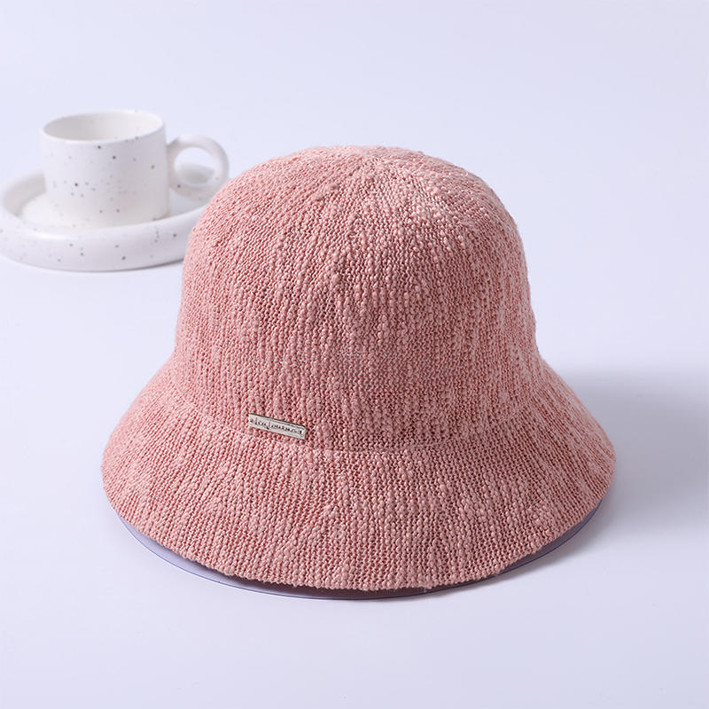 Sombrero de punto rosa, novedad de primavera y verano, sombrero de pescador coreano informal para mujer, sombrilla para exteriores, sombrero protector solar