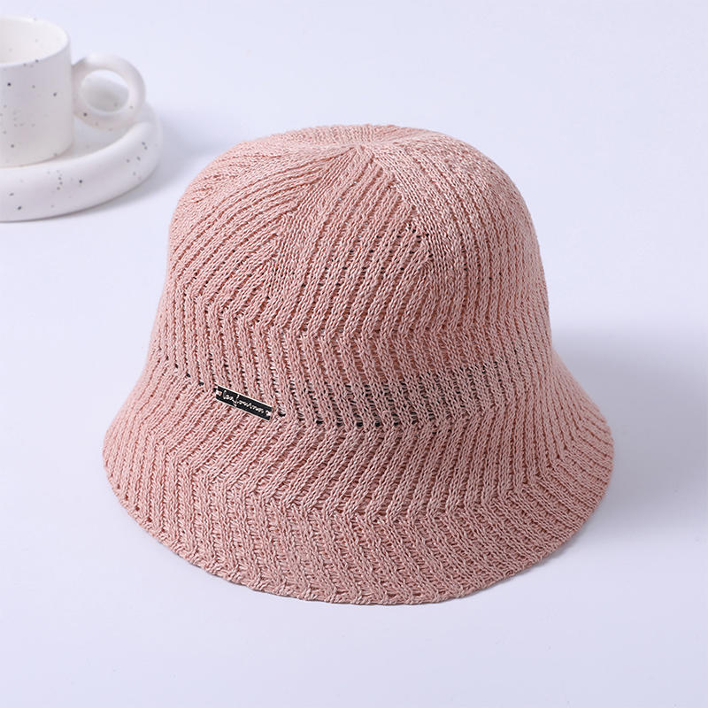 Rosa primavera y verano nuevo juego de ocio playa sombrero tejido mujer japonés pescador sombrero al aire libre sombrilla sombrero protector solar