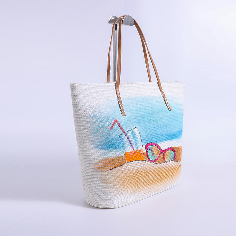Bolsa de papel estilo puesto de mar pintada a mano.