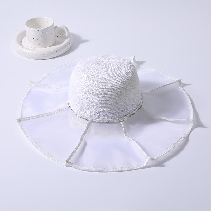 El ala del sombrero está hecha de tela de malla doblada y papel, y el sombrero de ala grande de Xiaoxiangfeng