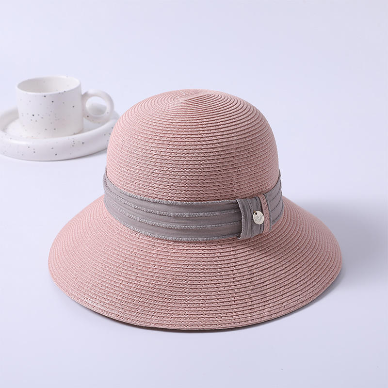 Sombrero de paja rosa, novedad de primavera y verano, sombrero de playa para jugar al ocio, sombrero de sol japonés tejido para mujer, sombrilla para exteriores, sombrero para el sol