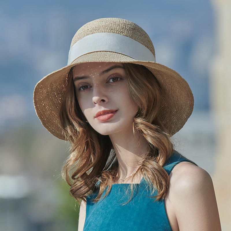 Sombrero de paja, novedad de primavera y verano, sombrero de playa para jugar al ocio, sombrero de pescador japonés tejido para mujer, sombrilla para exteriores, sombrero protector solar