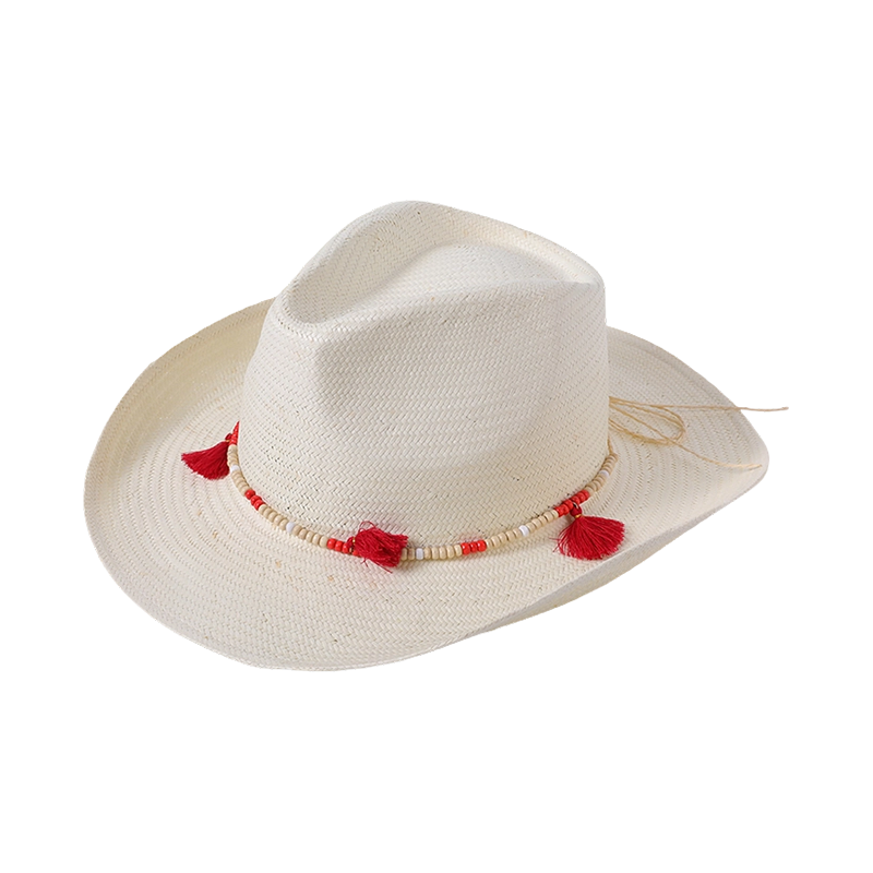 Sombrero de paja primavera y verano nuevo ocio juego playa tejido estilo femenino europeo y americano sombrero vaquero blanco parasol exterior sombrero protector solar