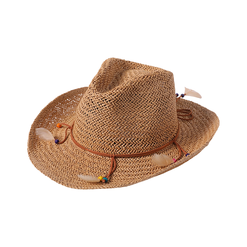 Sombrero de paja primavera y verano nuevo ocio juego playa tejido estilo femenino europeo y americano sombrero vaquero amarillo parasol exterior sombrero protector solar