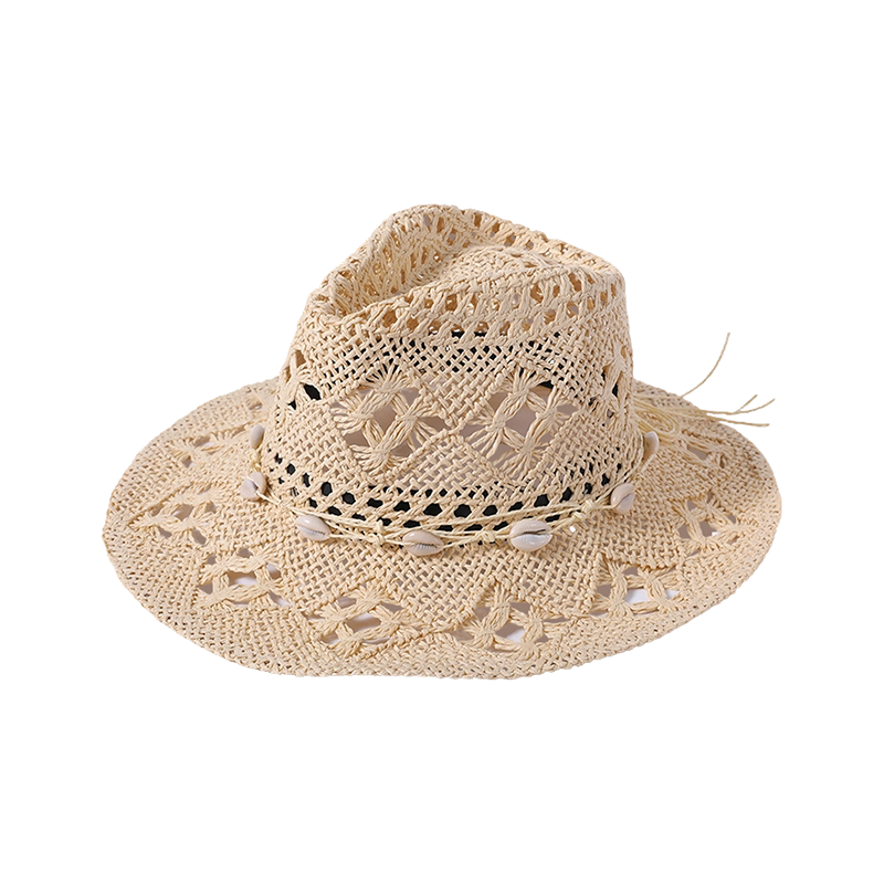 Sombrero de paja primavera y verano nuevo ocio juego playa sombrero de vaquero de tejido hueco estilo europeo y americano sombrero para parasol exterior