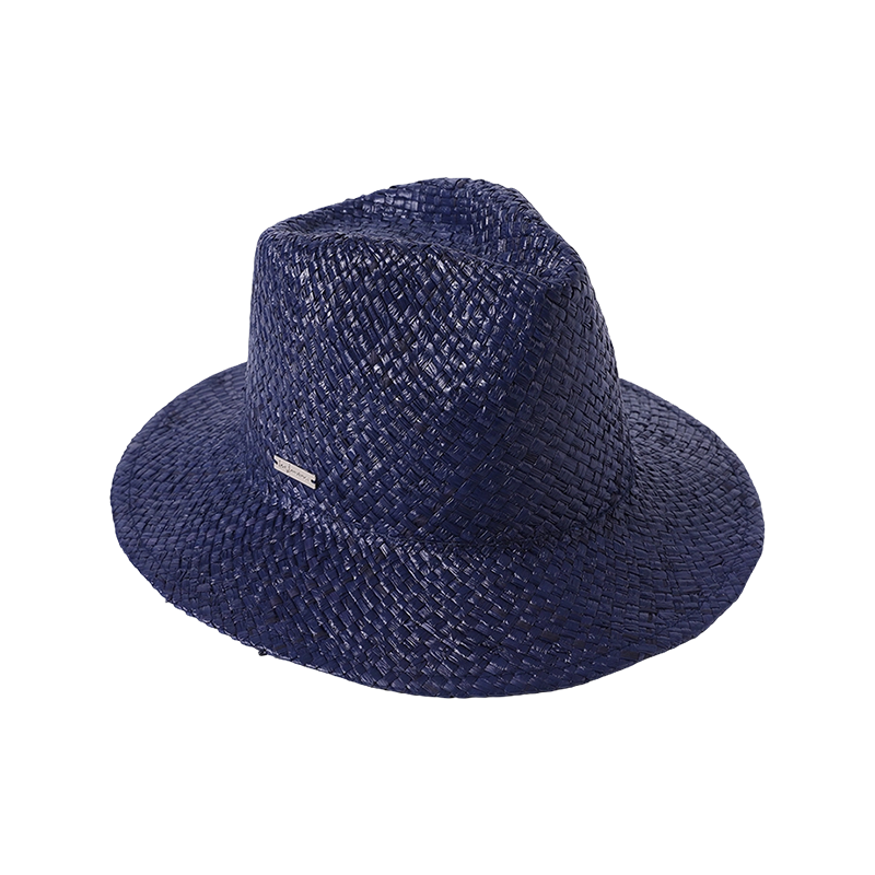 Gorro de cinta a rayas de estilo europeo y americano para mujer, tejido a paja y teñido a mano con Rafia