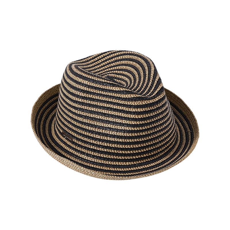 Sombrero de cinta a rayas de estilo europeo y americano hecho a mano para mujer con monofilamento de colores