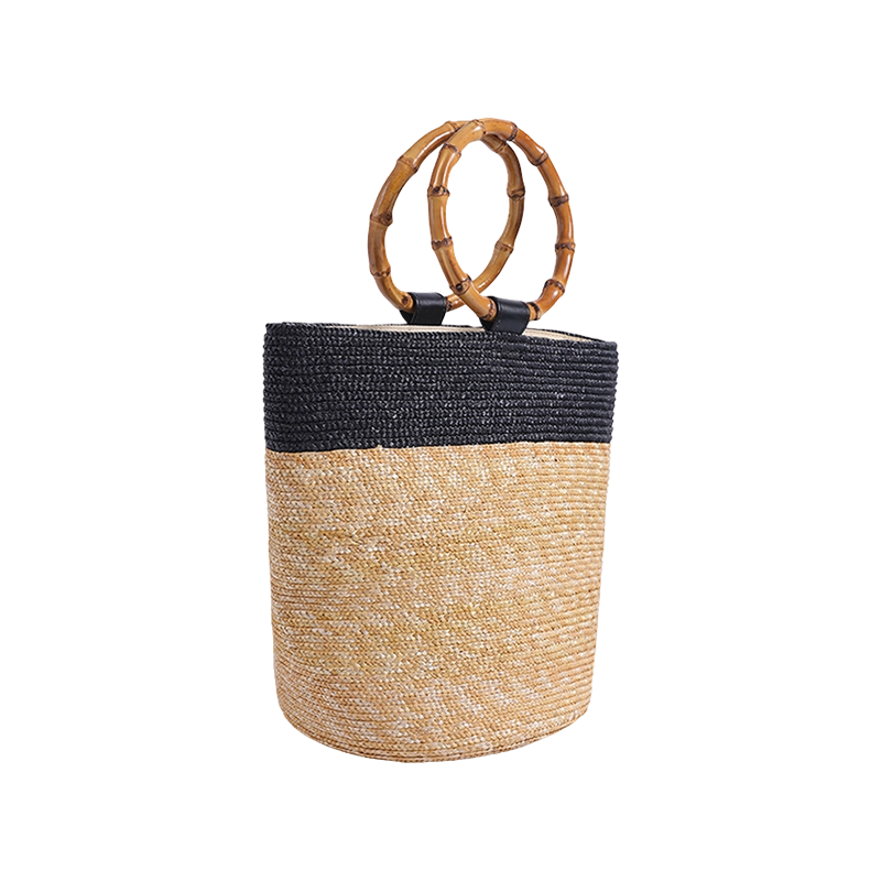 Bolso de papiro hecho a mano con coloridas flores de papiro tejidas a mano