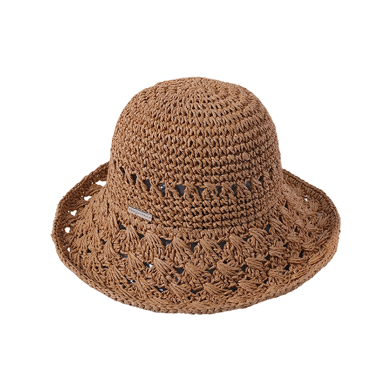 Sombrero de Paja Marrón para Primavera y Verano, Sombrero de Playa Tejido, Estilo Coreano, Sombrero de Pescador para Mujeres