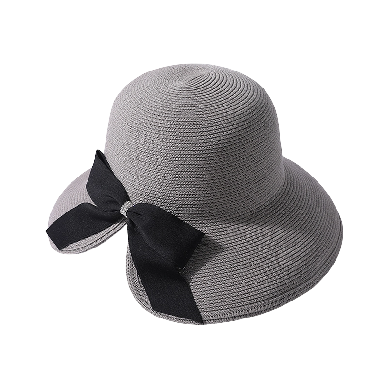 Sombrero de Pescador Estilo Japonés, Tejido Fino con Cinta Decorativa de Lazo y Abierto en la Parte Trasera