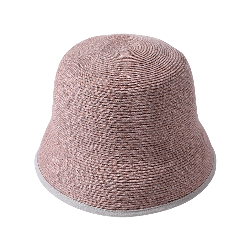 Sombrero Estilo Japonés, Tejido Fino con Cinta Decorativa de PU y Ala Recta Doble