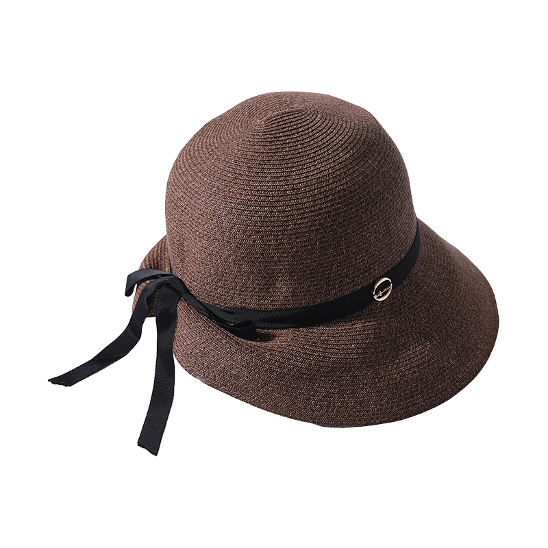 Sombrero de Pescador Estilo Japonés, Tejido Fino con Decoración de PU y Ala Ancha