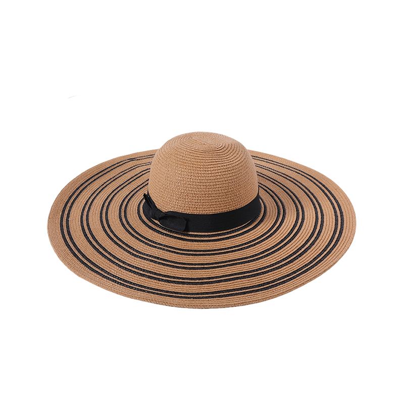 Sombrero de ala grande, sombrero de paja a rayas negras, nuevo sombrero de playa para juegos de ocio de primavera y verano, sombrero de protección solar tejido para exteriores