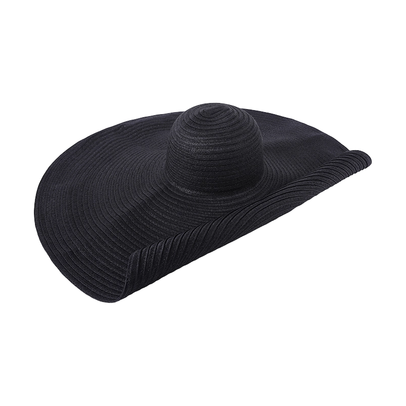 Sombrero de paja negro primavera y verano nuevo y sencillo sombrero para el sol parasol exterior