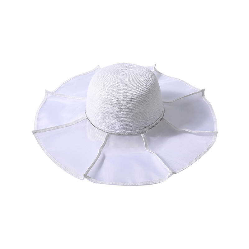 El ala del sombrero está hecha de tela de malla doblada y papel, y el sombrero de ala grande de Xiaoxiangfeng