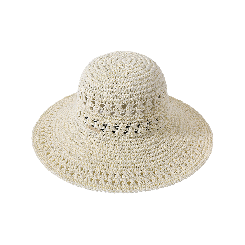 Gorro de playa informal de tiro informal de primavera y verano de crochet de estilo hueco, versión coreana tejida del sombrero para el sol, parasol para exteriores