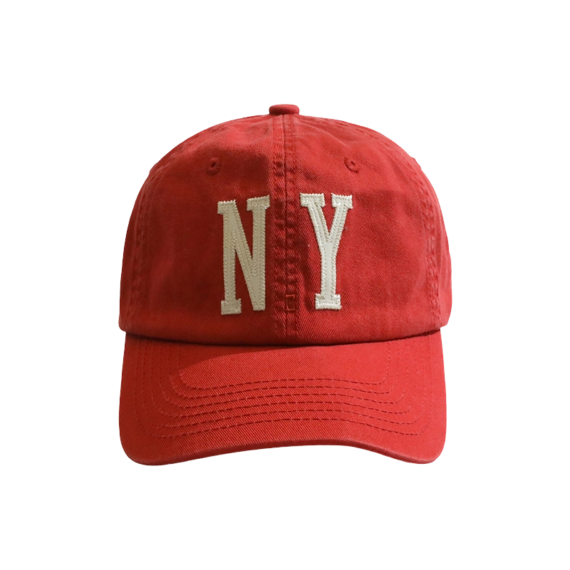 Sombrero Rojo para Hombres y Mujeres, Estilo Coreano, Sombrero de Pico con Patrón NY, Nueva Moda, Primavera y Verano